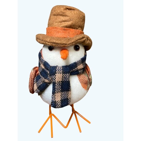 Harvest Autumn Fall Fabric Felt Bird Plaid Scarf Hat Holiday Decor - Picture 1 of 9